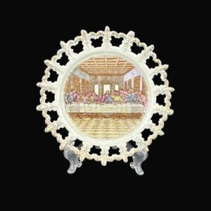 Vintage Norcrest Japan "The Last Supper" Reticulated Lace Edge Gold Plate 8"